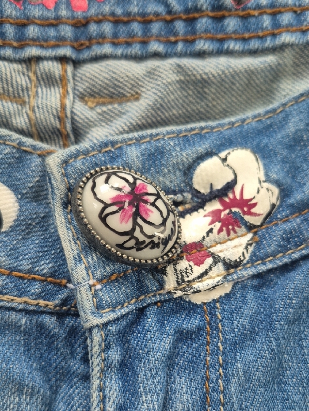 Desigual Florish Art Denim Size 30 Light Wash Blue Women’s Jeans - Picture 5 of 5